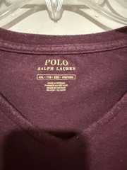Polo Ralph Lauren Men’s Burgundy V-Neck T-Shirt Blue Pony Logo Size XL