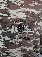 SOG Tactical Gear T-Shirt Mens XL Digital Camo Brown Logo Tee Knives