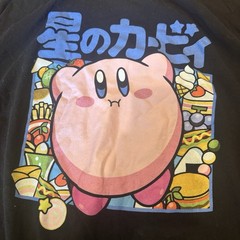 Kirby Men’s L Black T Shirt Nintendo Inhaling Food Japanese Anime