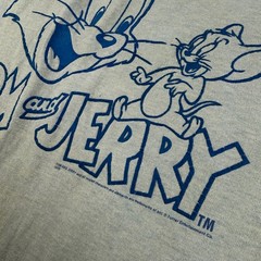 Vintage Tom and Jerry Ringer T-Shirt Mens M Blue Cartoon Thunder Creek USA Made