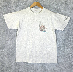 Vintage 90s Four Seasons Resort Nevis WI T Shirt Single Stitch Map Sailboat M