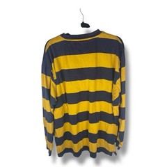 Vintage Karl Kani Striped Blue Yellow Men’s Size XL 1/4 Zip Long Sleeve