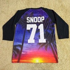 Maxi Millian Snoop 71 Shirt Mens M Black Purple Sunset Graphic 3/4 Sleeve