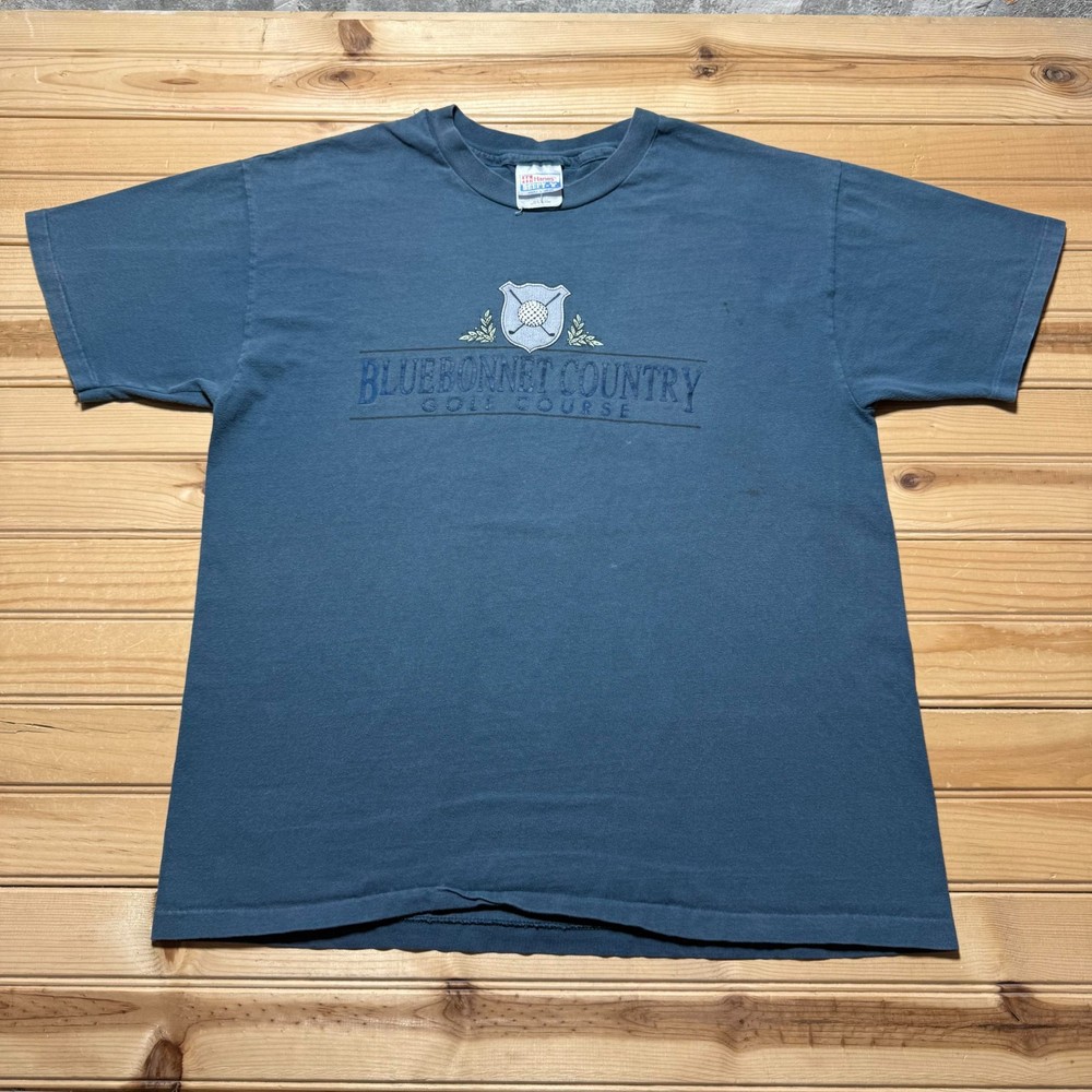 Vintage 90s Hanes Bluebonnet Country Golf Course T-Shirt USA Made – Size Large
