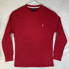 Polo Ralph Lauren Thermal Shirt Mens XL Red Waffle Knit Long Sleeve White Pony