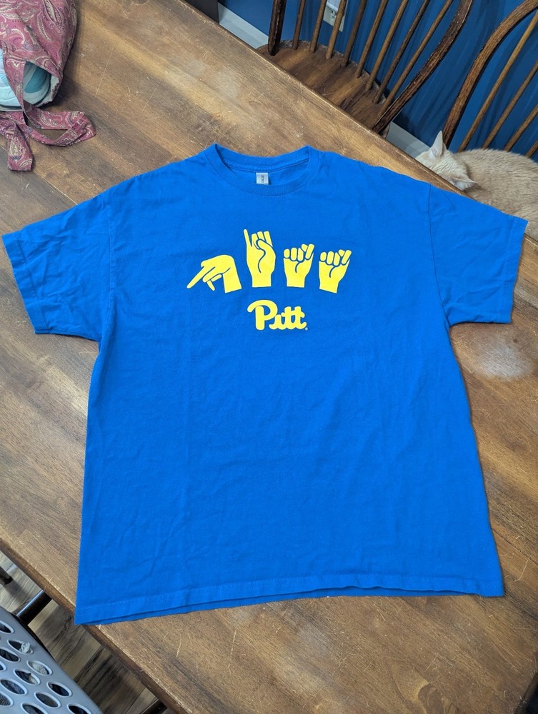 RARE – Pitt Panthers ASL Sign Language T-Shirt – XL Uni-Sex, Royal Blue