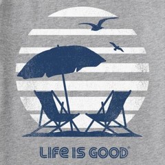 Life is Good Men’s Small 70’s Retro Beach Umbrella Short Sleeve Tee