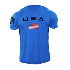New Men’s Casual USA Flag T Shirt American Patriotic 100% Cotton Plus Size L-6XL