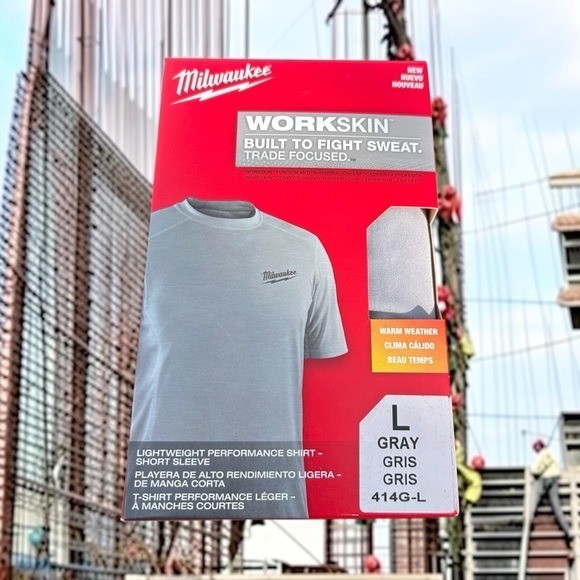 Milwaukee WORKSKIN Men Gray Lightweight Performance Short Sleeve Shirt 414G-L L