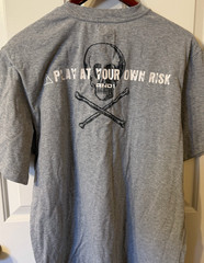 Vintage AND 1 Skull “Play At Your Own Risk” double sided gray T-Shirt Men Size L