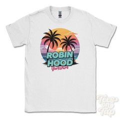 ROBIN HOOD YORKSHIRE T-SHIRT – Retro Miami Style Funny UK Summer Parody