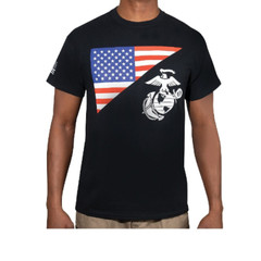 US Marine Corps Flag and EG&A T-Shirt USMC Eagle Globe and Anchor Licensed