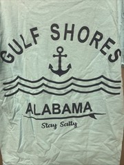 Gulf Shores Alabama “Stay Salty” Light Blue T-shirt Size Medium PREOWNED FLAW