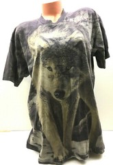 Wolves Wolf Pack T-Shirt Howling All Over 2 Sided Print Wilderness Tee Mens Sz L