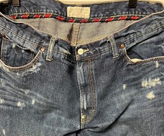 American Eagle Men Denim Jeans Boot Cut Blue 100% Cotton 36 X 31 Distressed