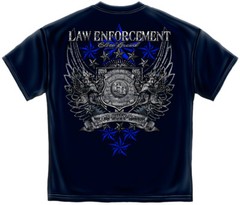 Law Enforcement Elite Breed Silver Foil Police Deprtment Navy Blue T Shirt
