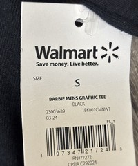 Barbie Men’s Black T-Shirt Size Small 34-36 Pink Logo Graphic Tee Crew Neck