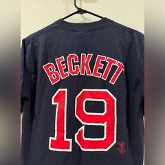 Beckett 19 Red Sox Dark Navy Blue Red Unofficial Baseball T-Shirt Shirt Size M