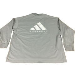 Adidas Basketball Mens Large Gray Mock Neck Long Sleeve Graphic T-Shirt L