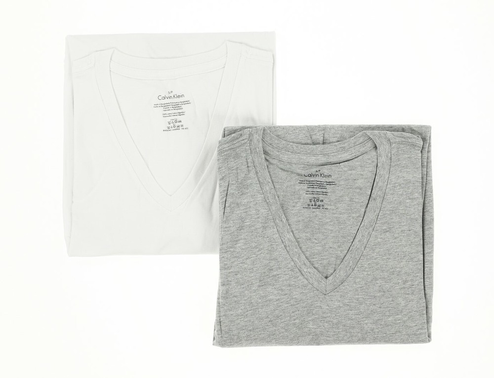 CALVIN KLEIN 140422 Mens Cotton Crew neck V-Neck T-Shirt (Lot of 2) Size Small
