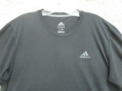 Adidas Shirt Large Adult Black Athletic Logo Stretch Running Gym Modern Fit Mens