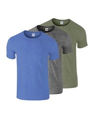 3 Pack Gildan Softstyle T Shirts Mens Short Sleeve Crew Neck Ringspun Cotton Tee