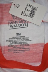 Where’s Waldo? Mens Red/White Striped Costume Shirt NWT S, M