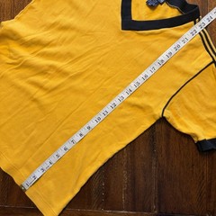 Sutton Place Shirt Mens Small Yellow Ringer Retro V Neck Stripe Trim Tee 70s