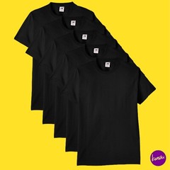 FRUIT OF THE LOOM Men’s Crew Neck T-Shirts, Set of 5, Cotton, Black, UK S | EU S