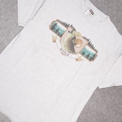 VTG 90s Wolf Animals Nature Outdoors Large Gray Short Sleeve T-Shirt
