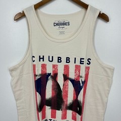 Chubbies Tank Top Men’s Size L White Cream Fourth of July 4th USA Cotton New NWT