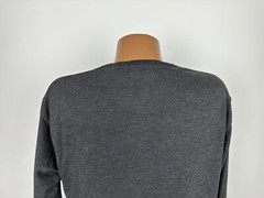 Vintage 90s V-Neck Shirt Men Large Minimal Gray Heavy Rayon Blend Robert Stock