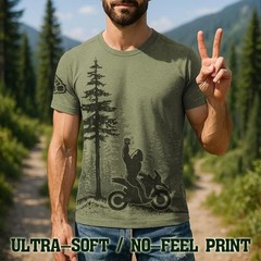 Men’s Bigfoot Adventure Motorcycle T Shirt Funny Sasquatch ADV Tee – F010