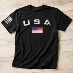 USA Flag Patriotic T-Shirt American Flag Graphic Tee Men’s Cotton S-5XL