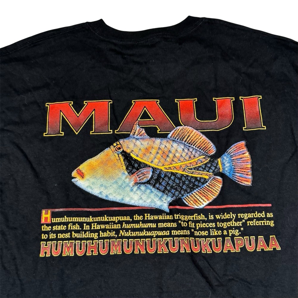 Vintage 90s Maui Hawaii Trigger Fish Humuhumu Pig Fish Black Mens Size Large NWT