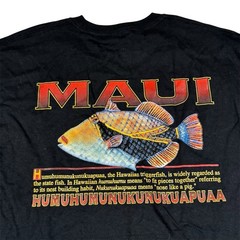 Vintage 90s Maui Hawaii Trigger Fish Humuhumu Pig Fish Black Mens Size Large NWT