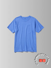 UNIQLO AIRism cotton crew neck Mens t-shirt size medium, color 64 blue, Last one