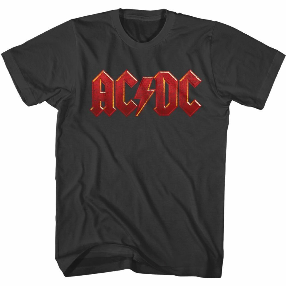 AC/DC Logo Red Distress Smoke Rock and Roll Music Band T-Shirt