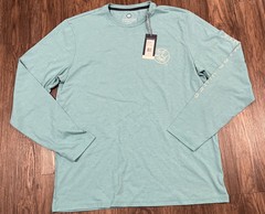Vineyard Vines Men’s LS Graphic Tee Waves Dunes Color Aqua Ocean Heather Size L