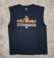 Harley Davidson Shirt Sz 2XL Austin Texas Smoking Bull Cut Sleeves Distresed Y2K