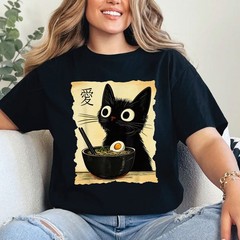 Cat Ramen T-Shirt Funny Japanese Kawaii Anime Cat Graphic Tee