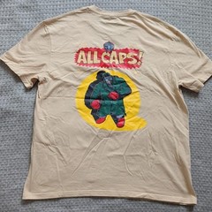 MF DOOM All Caps Shirt Mens XL Beige Madlib Comic Graphic Hip Hop Tee Rap