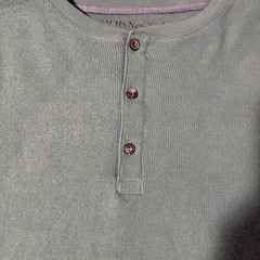 Jachs New York XL Green Waffle Knit Henley Long Sleeve Casual Shirt Cotton Blend