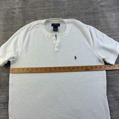 Polo Ralph Lauren Shirt Mens Large White Henley Thermal Sleepwear Waffle Knit