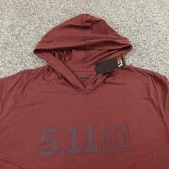 NEW 5.11 Tactical Shirt Mens 2XL Red Hooded Long Sleeve Hoodie Graphic Logo Tee