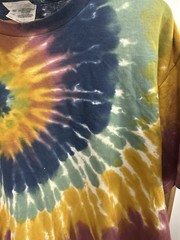 VTG Tie Dye Spiral Worn Cotton Touch of Gold Blank Distressed T-Shirt Size XL