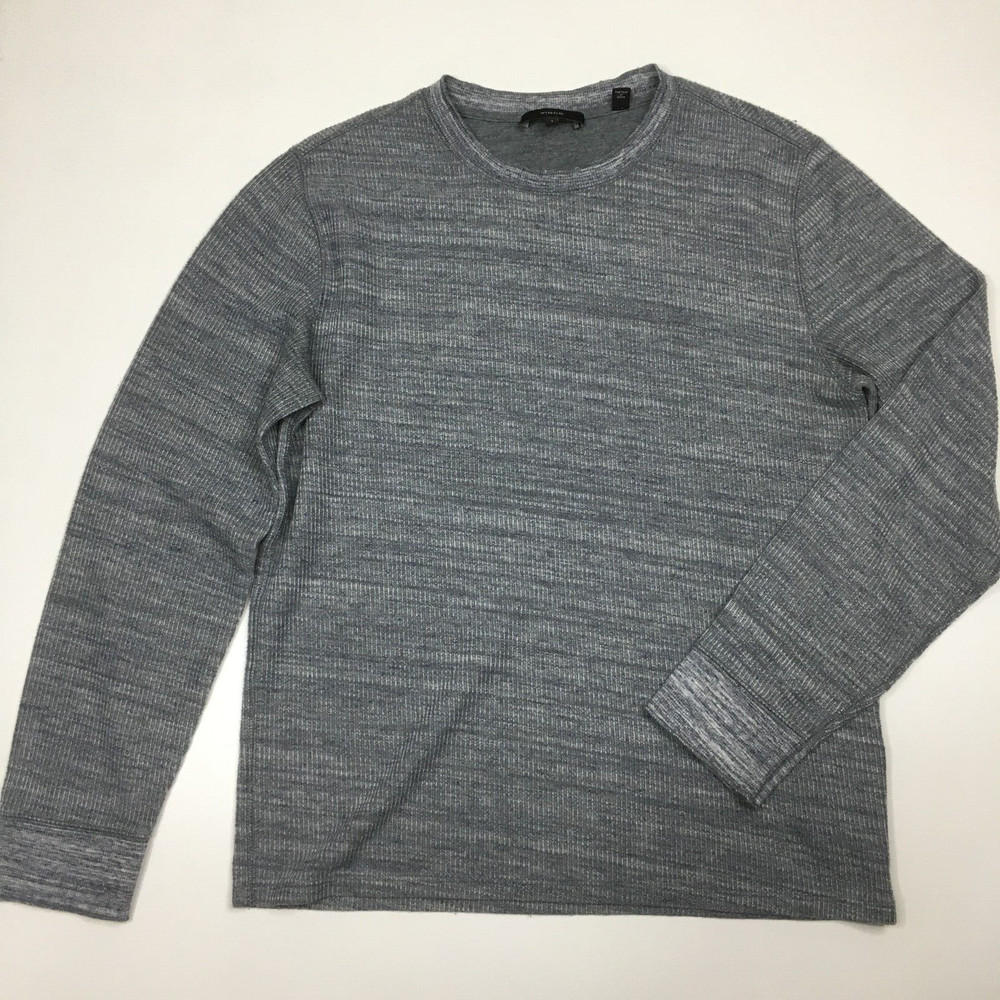 VINCE Marled Blue/Gray’ish White Long Sleeve Ribbed Shirt Mens sz Small/XS