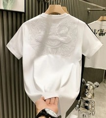 Men’s Luxury Embroidered Lion T-Shirt Short Sleeve Casual Slim Fit Crew Neck Top