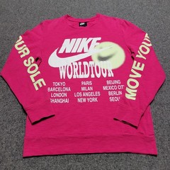 Nike Shirt Mens Small Fireberry Pink Sportswear World Tour Glow In The Dark Tee