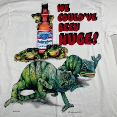 VTG 1997 Budweiser “We Could’ve Been Huge!” Frogs Iguana T-Shirt White • Medium